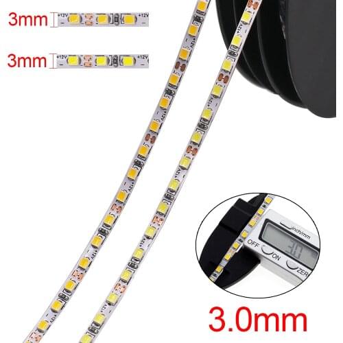 5M 12V LED Light Strip SMD 2025 3MM Led Tape Flexible Led Strip 168Leds/M White/Warm White luces led Lamp Kitchen Home Decor