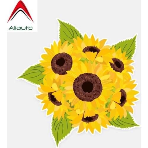 Aliauto Flowers Car Stickers Pretty Sunflower Auto Decoration Vinyl Decal Volkswagen Chevrolet Ford Focus Honda, 14cm*13cm