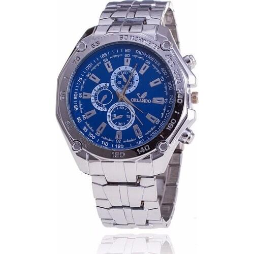 Men Stainless Steel Three Eyes Wrist Watches Luxury Male Quartz Analog Watches Gift Clock Relogio Masculino