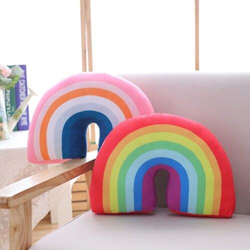 Cartoon Rainbows Throw Pillow Suitable for Bedside Decoration of Infants Sofas Creative Cushion Plush Stuffed Toy Travel Pillow