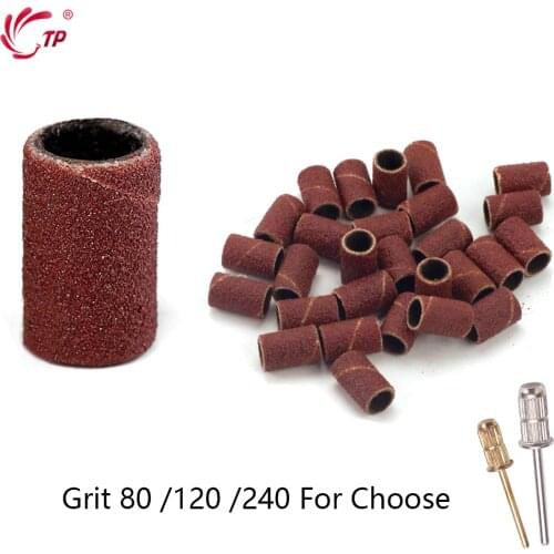TP 100Pcs/Pack #80 #120 #150 #180 Sanding Bands Manicure Pedicure For Nail Electric Drill Machine Grinding Sand Ring Bits