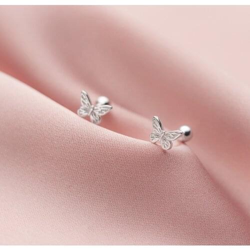 925 Sterling Silver Butterfly Shape Cute Earrings For Female Fashion Sweet Women Lady Wedding Jewelry
