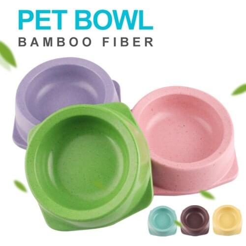 Candy Color Dog Bowls Pet Food Single Bowl Eco-friendly Bamboo Fiber Pet Feeders Feeding Water Bowl Bottom Antiskid Cat Bowls