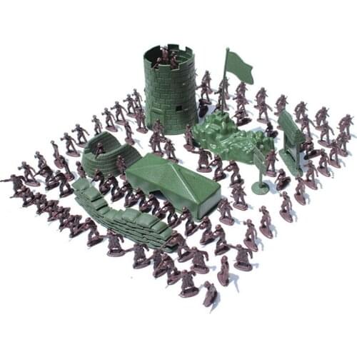 100pcs Painted Army Combat Game Toys Soldier Figures Set Kids Collections