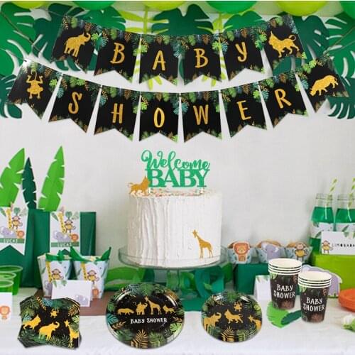 Jungle Animal Party Disposable Tableware Set Wild One 1st Birthday Party Decor Baby Shower Forest Safari Theme Party Supplies