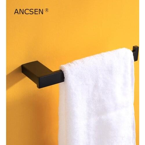 304 Stainless Stee Matte Black Towel Rack Hanging Holder Towel Bar Bath Towel Ring Wall Mounted Bathroom Hardware Accessories
