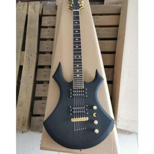 Unusual shape Black body Electric Guitar with Rosewood Fretboard,Gold Hardware,Provide customized services