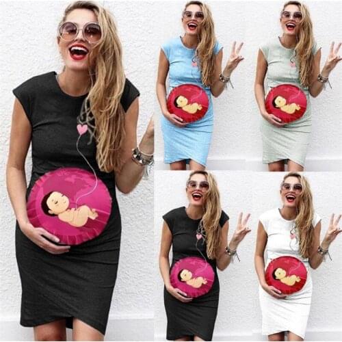 New tight and comfortable female comfortable European and American sexy womens baby love printed pregnant women dress