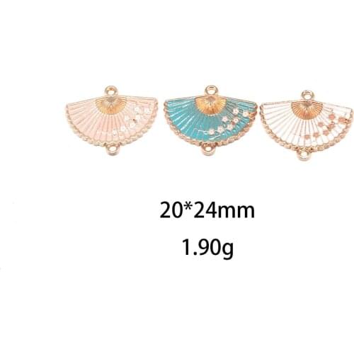 10pcs/Lot Ancient Fan 20*24mm Diy Handmade Oil Enamel Charms Design for Jewelry Making Earring Bracelet or Necklace