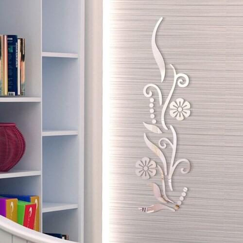 Flower Bauhinia Crystal Self Adhesive Acrylic Mirror Wall Sticker 3D Room Decoration Sticker