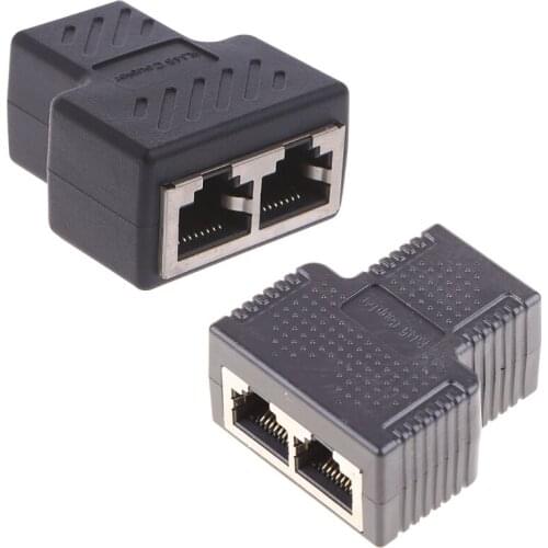 1 To 2 Ways LAN Ethernet Network Cable RJ45 Female Splitter Connector Adapter