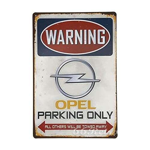 66Retro Opel Parking Only, Vintage Retro Metal Tin Sign, Wall Decorative Sign, 20cm x 30cm