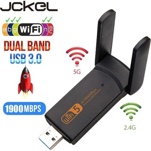 JCKEL Wifi Adapter 1900M 2.4G 5G Dual Band Wifi USB 3.0 Free Driver LAN Ethernet 1200M Network Card Wireless Wifi Dongle Antenna