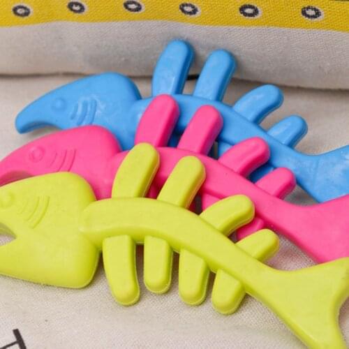 1PCS Random Color Rubber Puppy Toy Fish Bone Shape Toy Dog Teething Chew Toy Dog Bite Toy Pet Interactive Training Toys Legendog