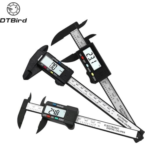 150mm 6 inch LCD Digital Electronic Carbon Fiber Vernier Caliper Gauge Micrometer Measuring Tool DT6