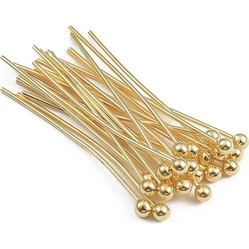 16 20 25 30 35 mm 18K Gold Plated Heads Eye flat Head Pin For DIY Jewelry Making Findings Accessories Bulk Wholesale Supplies
