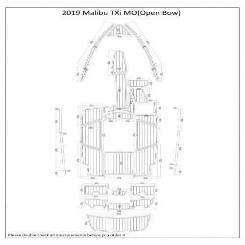 2019 Malibu TXi MO Open Bow Swim Platform & Cockpit Pad Boat EVA Teak Decking 1/4" 6mm