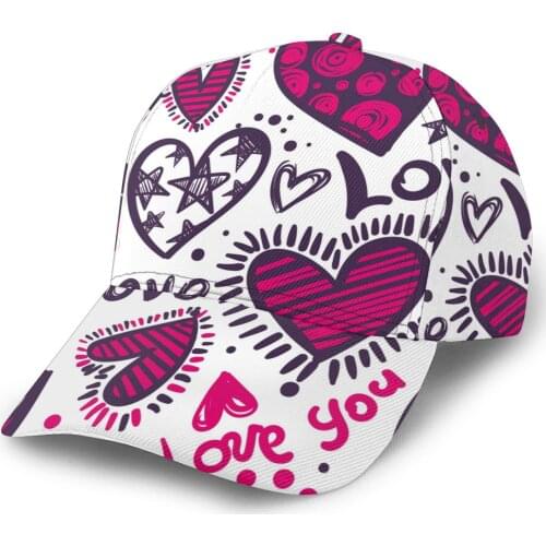 2021 Summer New Unisex Outdoor Sport Sunscreen Baseball Hat Running Visor Cap Abstract Love Pattern Valentines Day Hearts Stars