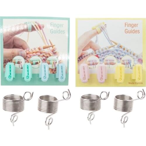 4 Pcs Plastic Yarn Guide Finger Holder + 2 Pcs Metal Knitting Thimble Ring Finger Splitter for Crochet Knitting Accessories Tool