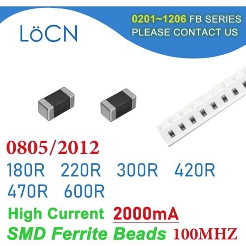 4000PCS 0805/2012 100MHZ 2A SMD Ferrite Beads 180R 220R 300R 420R 470R 600R 2000mA Chip Inductor Multilayer 25% High Quality