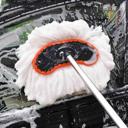 90CM Car Adjustable Telescopic Cleaning Wiping Soft Milk Silk Mop Wash Brush Tool Telescopic Soft Wool Car Wash Brush Long Rod