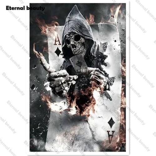 Diamond Embroidery Human Bone Full Square/Round 5D Diamond Painting Black Landscape Cross Stitch Kits Needlework Home Decor Gift