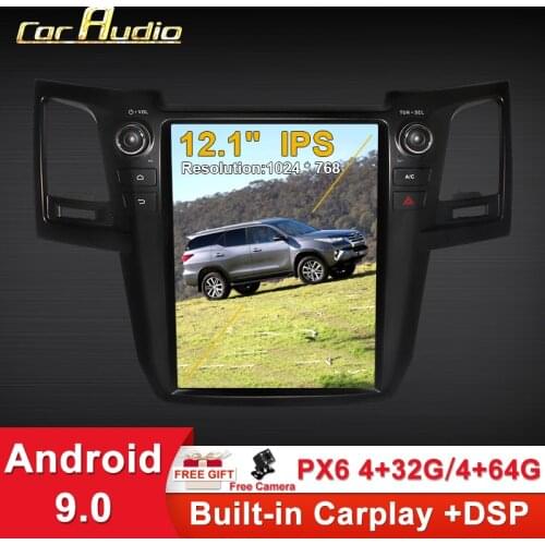 Android 9 Tesla PX6 12.1" Vertical screen Car DVD player GPS Navigation For TOYOTA Fortuner 2007-2015 multimedia carplay 4G ROM