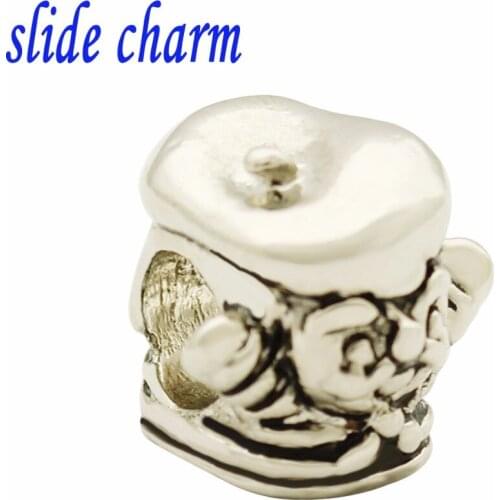Slide charm Free shipping New Fashion Jewelry Christmas Eve Santa Claus charm beads fit Pandora bracelet