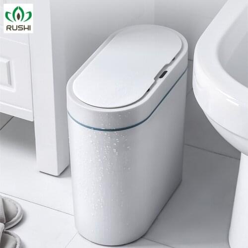 Large Plastic Trash Can Lid Sensor Automatic Waterproof Smart Toilet Waste Bin Bathroom Cubo Basura Household Products