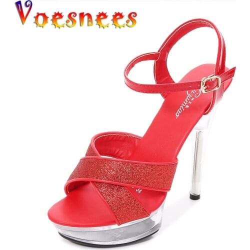 Voesnees Nightclub womens shoes Sandals Women 13 CM High Heels OpenToe Female Gladiator Wedding Shoes Lady Model Catwalk Shoes