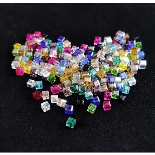 2mm Handiwork Austrian Square Crystal Glass Beads 200pcs Loose Spacer Beads for Jewelry Bracelets Making DIY accessories Perles