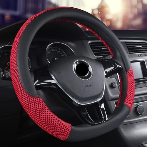 D Shape Car Steering Wheel Cover Leather 38CM wheel cover Auto Interior accessories Steering-Wheel Black