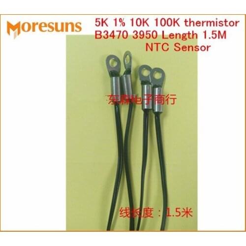 Fast Free Ship 100pcs/lot NTC temperature sensor 5K 1% 10K 100K thermistor B3470 3950 Length 1.5M NTC Sensor