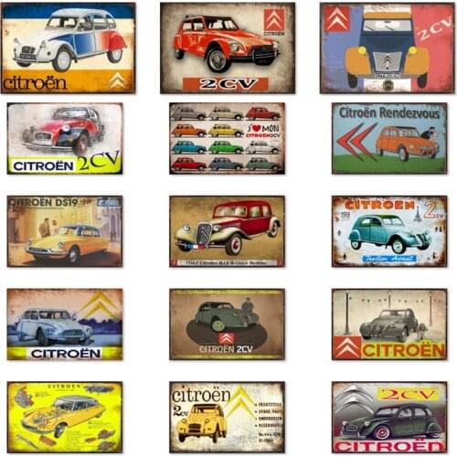 [ DecorMan ] Car France 2CV Metal SIGN Custom Wall Poster Painting PUB Room Bar Hotel Decor LTA-2005