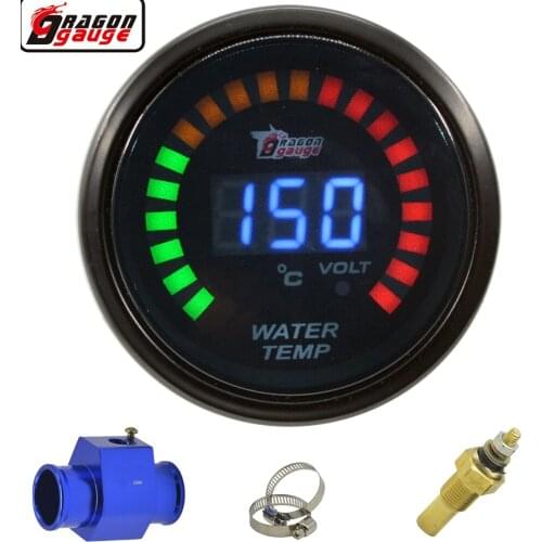 Dragon 52mm Display Black Shell Auto Water Temperature Gauge 20-150 Celsius And Voltage Temp Meter Free Shipping