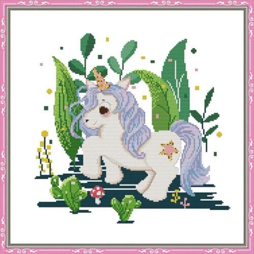 Unicorn Counted Cross Stitch DMC color cross stitch kits printed canvas cross stitch pattern Handmade Embroidery Needlework set