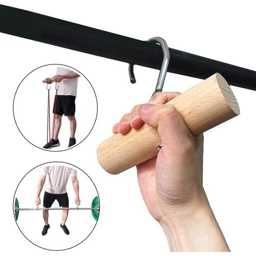 1 Pair Heavy Duty Pull Up Training Grips Wooden Bar Gym Handles for Cable Machine Deadlift Weight Lifting Resistance Band Grips