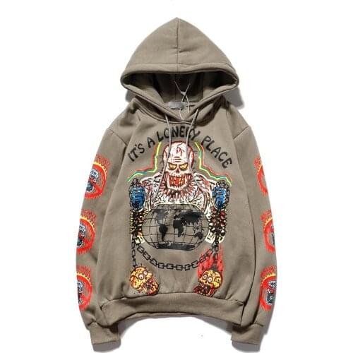 Kanye Fleece Skull Graffiti Wofemale Sweatshirt Oversize Harajuku Loose Casual Couple Hoodies Stranger Things Hooded Hoodie 2020