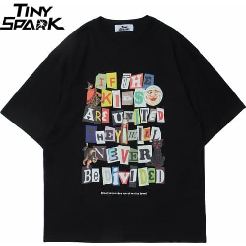 2021 Men Streetwear T-Shirt Hip Hop Harajuku Letter Cat Print T Shirt Cotton Casual Summer Short Sleeve Tshirt Black Tops Tees