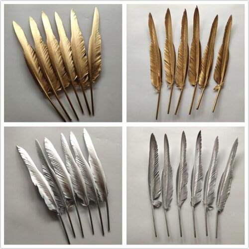 Hot 100pcs Two-Sided Golden Yellow and Siver Turkey Feathers 30-35 CM/12-14 Inch DIY Jewelry Craft Making Home Decoration