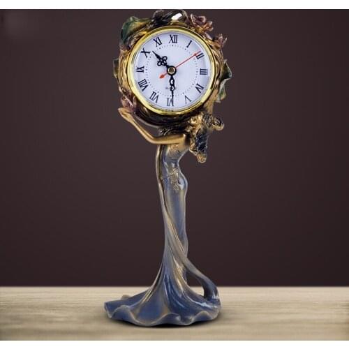 CLASSICAL GODDESS RETRO HOME DESK CLOCK BEAUTIFUL GIRL LIVING ROOM DECORATING CLOCK