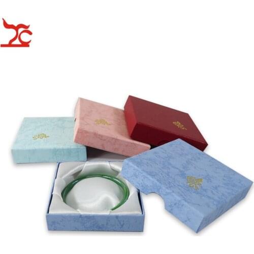 20Pcs/lot Square 2cm High Paper Jewelry Gift Box 4 Color Available Bracelet Jade Storage Organizer Gift Rost Print Box Wholesale