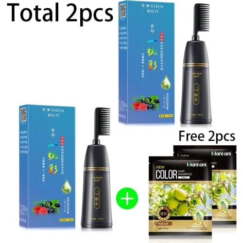 2 Pcs/Lot Natural Herbal Hair Comb Dye Cream 100% Cover Grey White Hair Long Lasting Color Dye For Women and Men