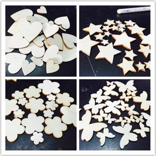 Cute Love Heart Butterfly Star Flower Shape Baby Shower Kid Wedding Table Scatter Decor Rustic Wooden Wedding Decoration Buttons