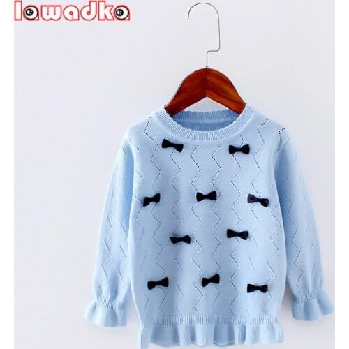 Lawadka Soft Kid Sweaters Black Bow Pattern high Quality Casual O-neck Girls Sweater knitted 4-8 years ChildrenS Sweater