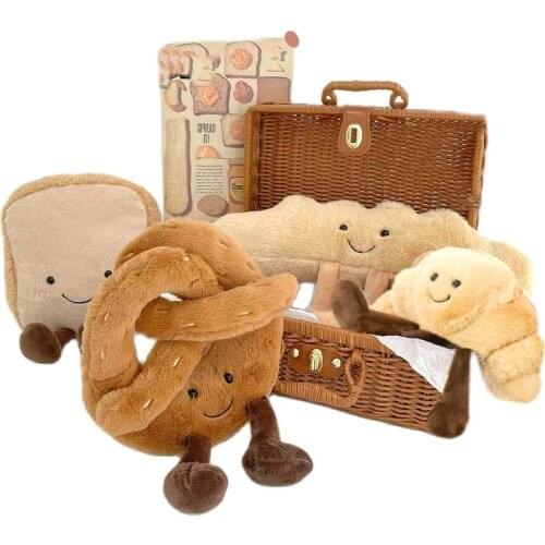 Soft Fluffy Plush Toast Bread Pretzel Croissant Baguette Food Toy Stuffed Fast Food Bread Soft Doll Kids Toys Birthday Gift