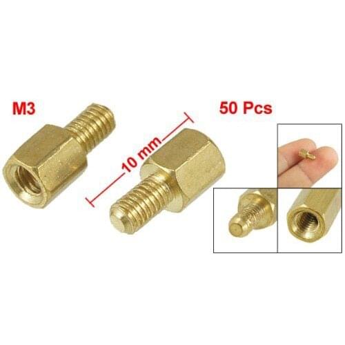 MYLB-50 Pcs Brass Screw PCB Standoffs Hexagonal Spacers M3 Male x M3 Female 5mm