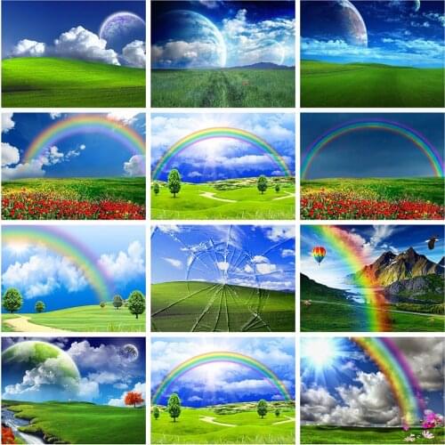 HUACAN 5d Diamond Painting Nature Landscape DIY Diamond Embroidery Rainbow Mosaic Pictures Home Decor Craft Kit
