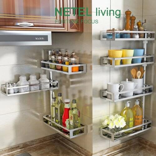 Organizador Kitchen Spice rack SUS304 Stainless steel Kitchen 2-5 tier Storage Organizer Spice Jars Bottle Shelf Holder Rack