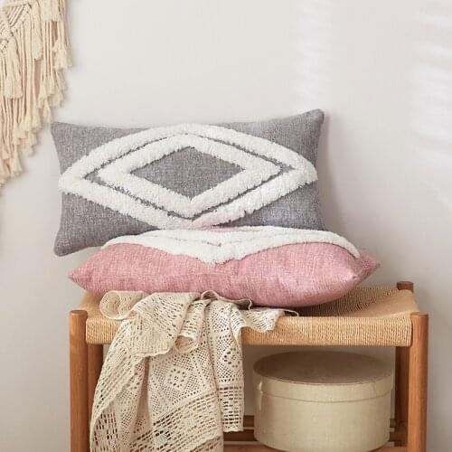 Cushion Cover 30x50cm Pink Grey Moroccan Style Tuft Tassels Handmade Decoration Pillow Cover Diamond For Sofa Bed